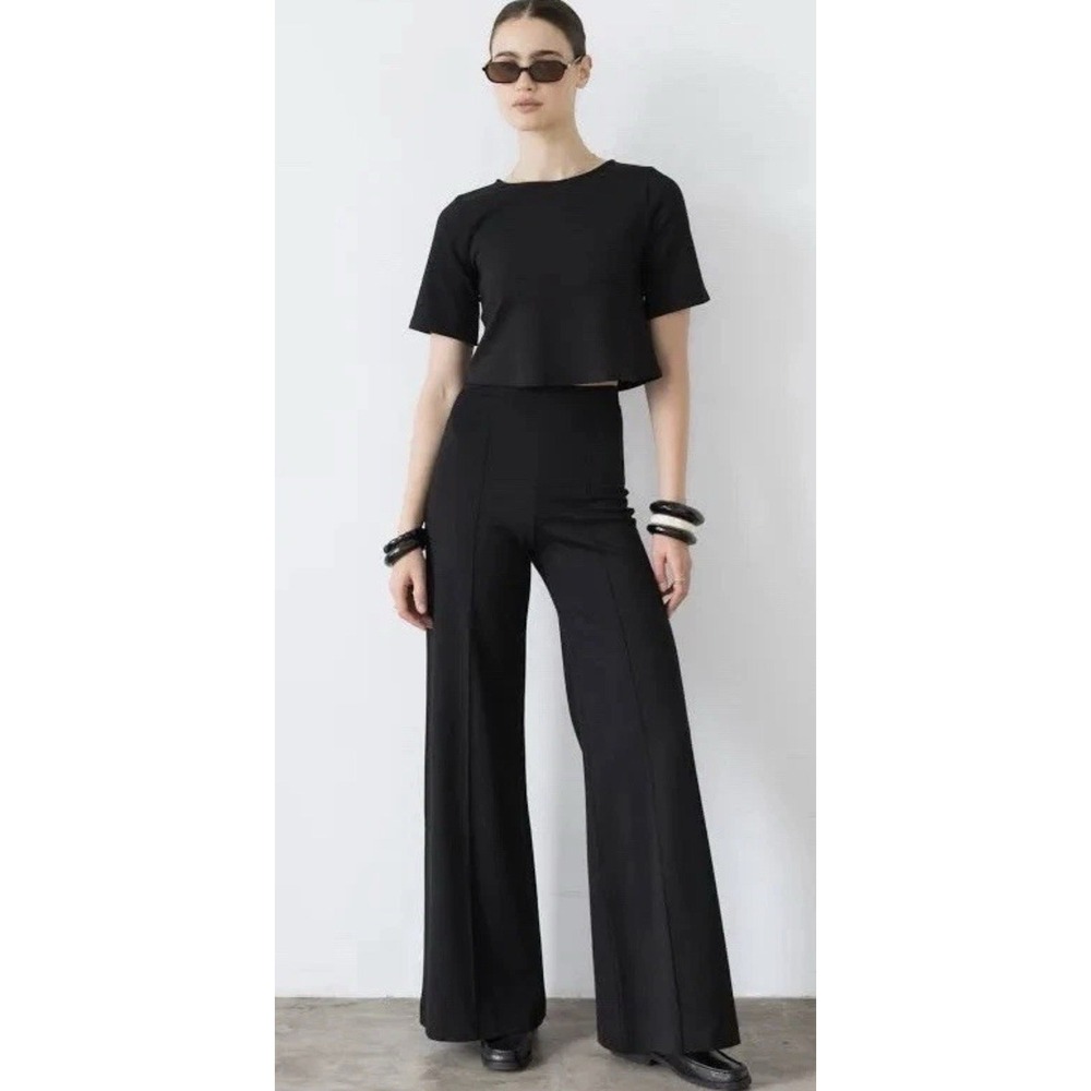 Ripley Rader Ponte Knit  Wide Leg Black Pull On Pants Women's 4 Large
